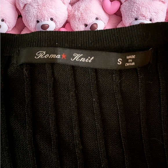 Black Ribbed Cardigan with Gold Buttons - Picture 3 of 3